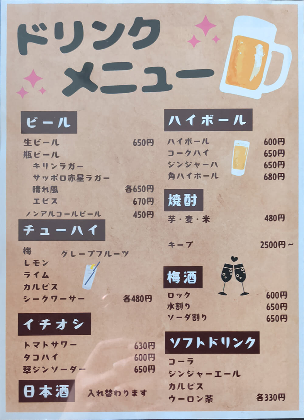 ドリンクメニュー1